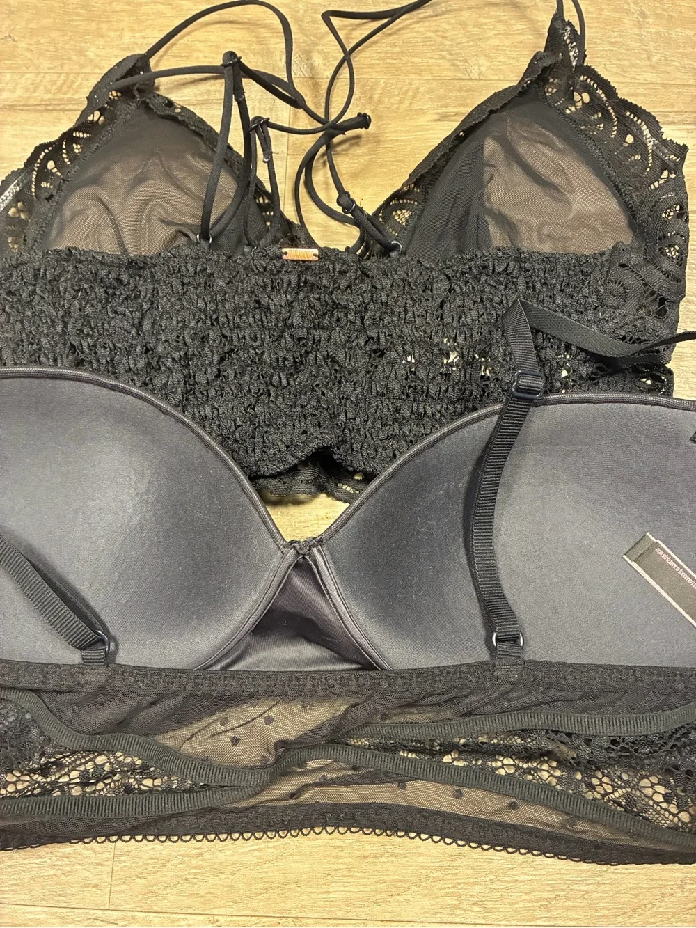 Victoria Secret PINK 2 Lace Wirefree Bras Padded Demi Lace Bralette - Picture 5 of 11